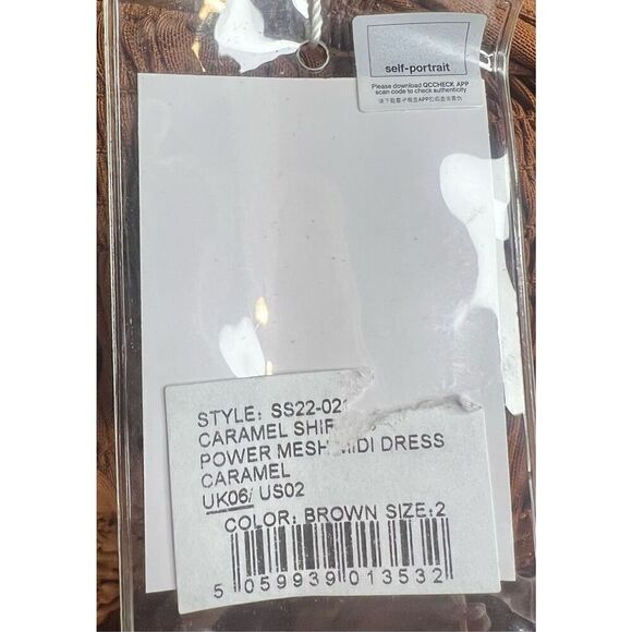 SELF-PORTRAIT Shirred Long Sleeve Midi-Dress in Caramel NWT Size 2 - Picture 10 of 11